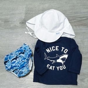 Swim Set Hat Shirt Diaper